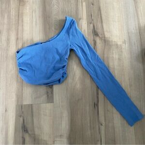 Zara One Sleeve Blue Top